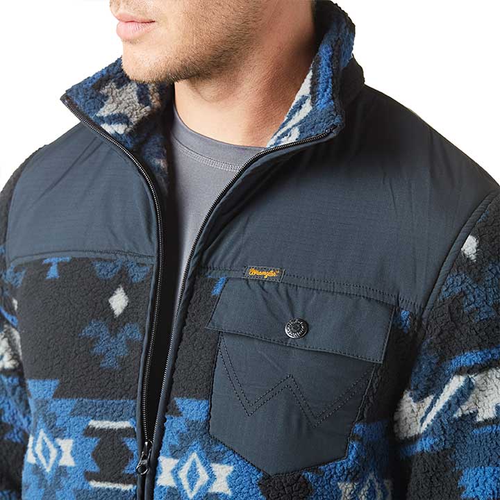 Wrangler Men's Ensign Blue Sherpa with Zipper
