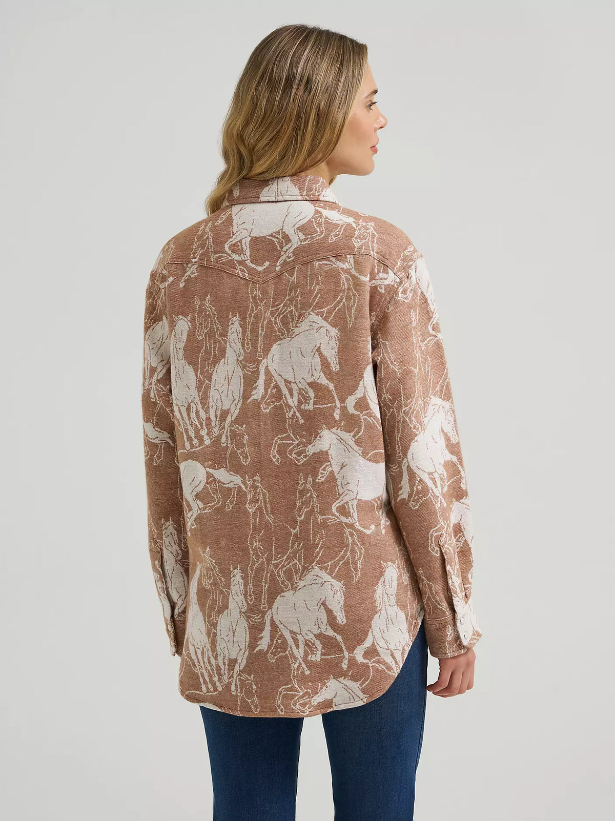 Wrangler 112385308 - Women`s Jacquard Boyfriend Snap Shirt
