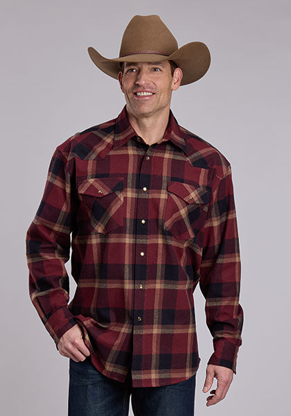 Roper 1809 - Men's Long Sleeve Flannel Snap Big Red