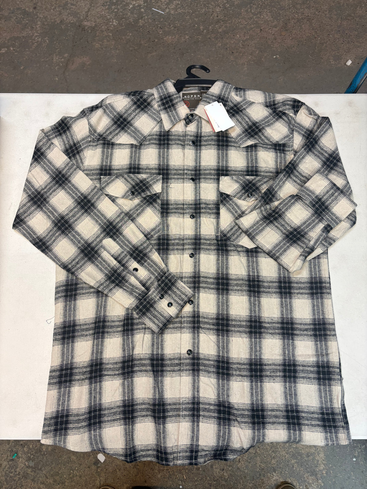 Roper 1809 - Men's Long Sleeve Flannel Snap White