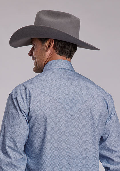 Stetson 6055 - Men's Long Sleeve Steel Blue Filigree