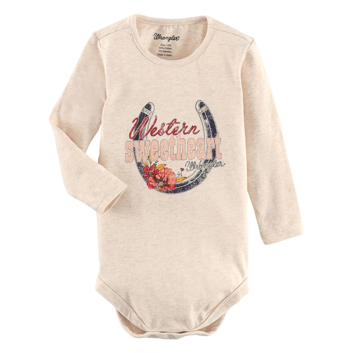 Wrangler Baby Girls Newborn 24 Months Long Sleeve Western Sweetheart Bodysuit