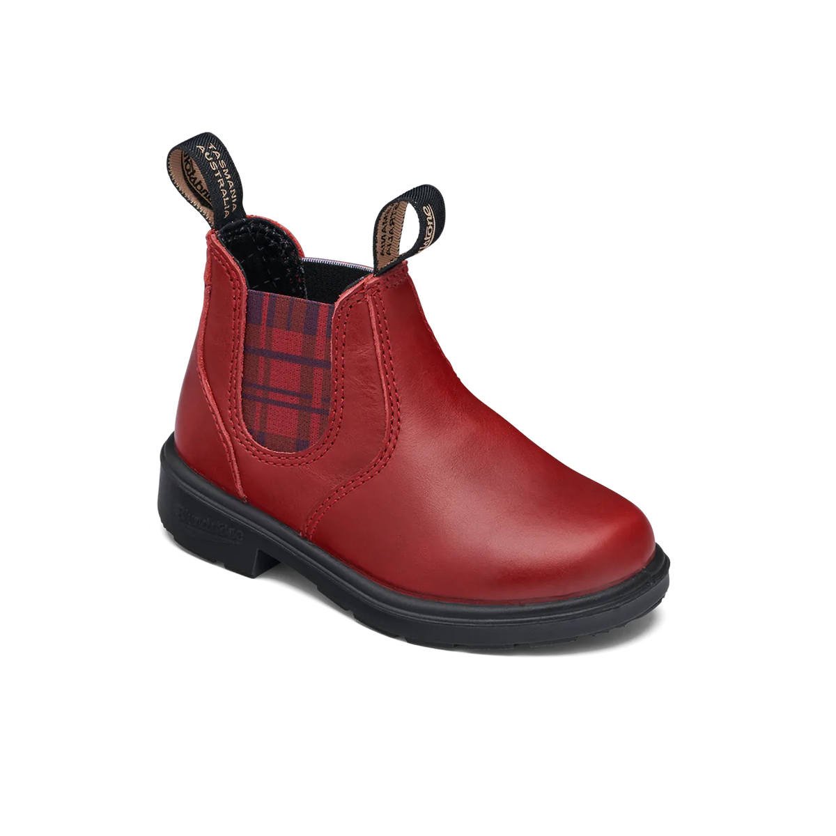 Blundstone 2192 Kids Red with Burgundy Tartan Elastic Toms