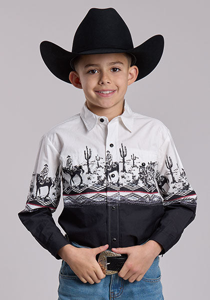 Roper 0661 - Boy`s Vintage Western Border Snap