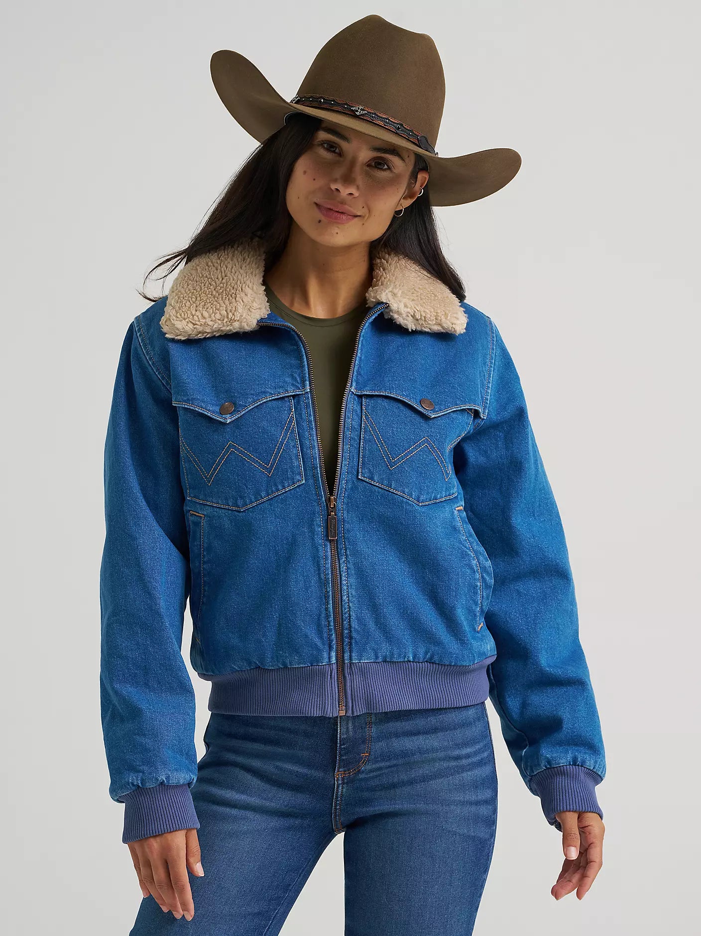 Wrangler 112382738 - Women`s Denim Sherpa Jacket