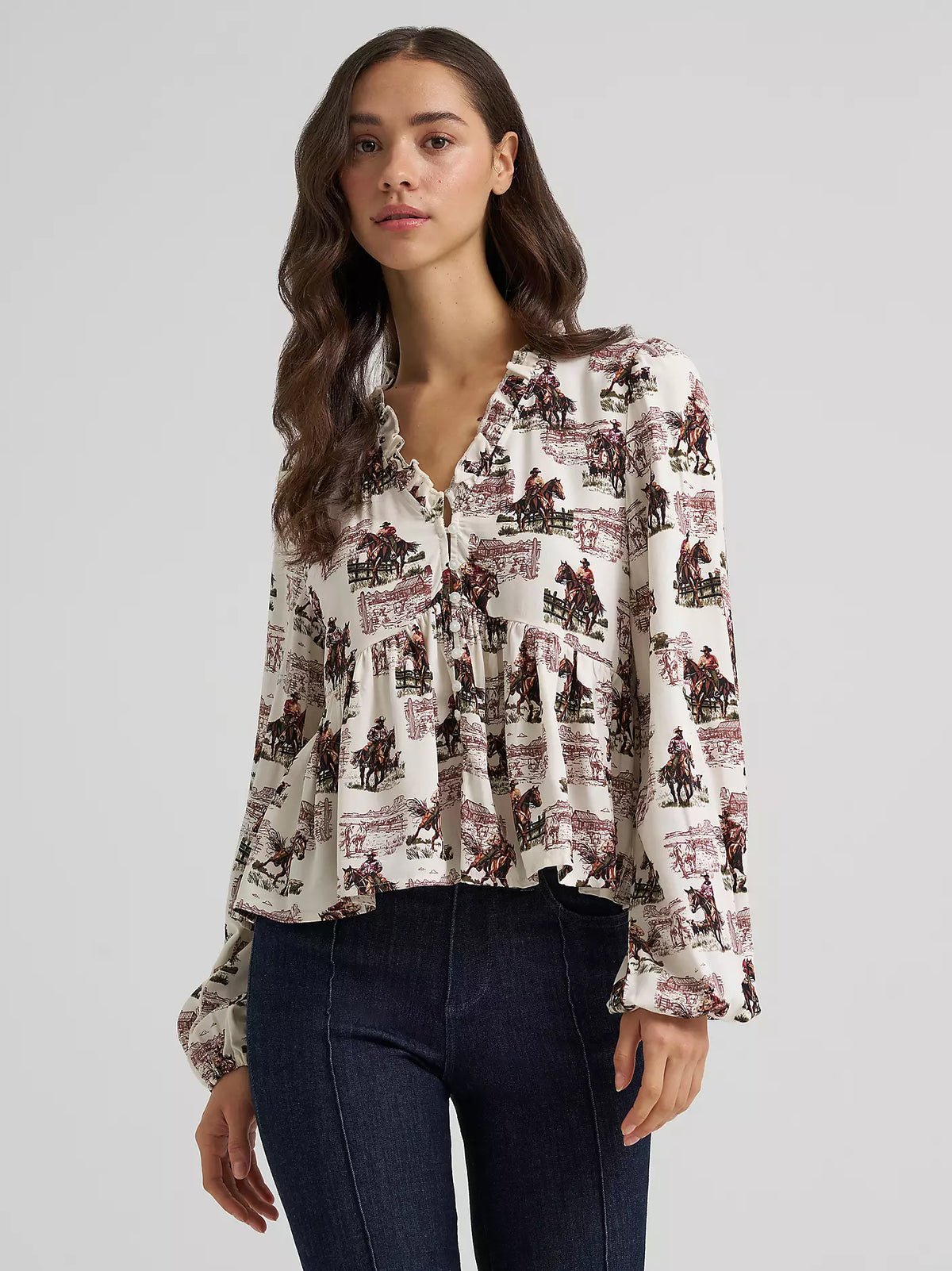Wrangler 112385318 - Women's Ranch Print Blouse