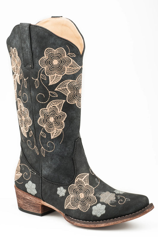Roper 2501 - Women`s Black Floral Cowboy Boot