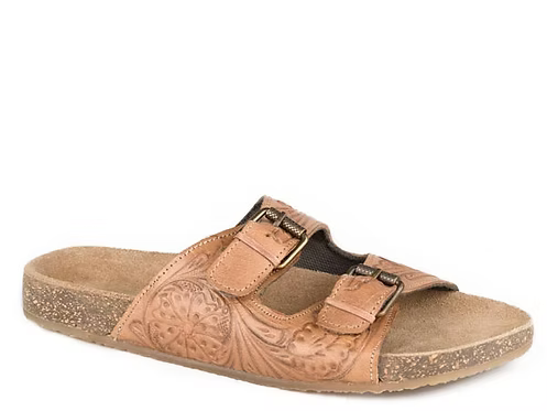 Roper 3730 - Women`s Leather Tooled Sandal