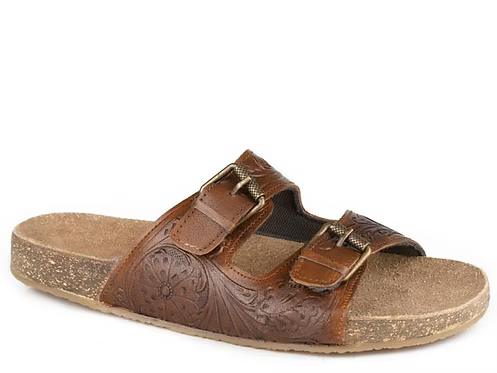 Roper 3731 - Women`s Tooled Leather Sandals