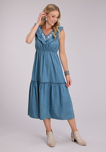 Roper 5054 - Women`s Tiered Denim Dress