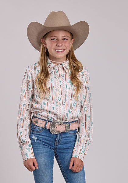 Roper 5060 - Girl`s Long Sleeve Button Up