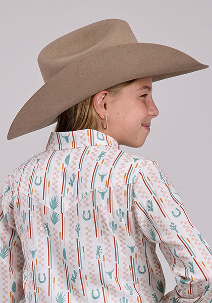 Roper 5060 - Girl`s Long Sleeve Button Up
