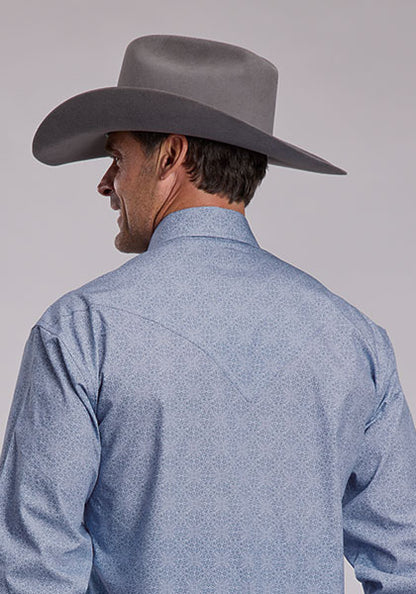 Stetson 6055 - Men's Long Sleeve Steel Blue Filigree