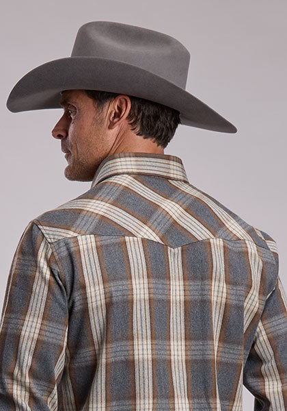 Stetson 6098 - Men's Long Sleeve Heather Plaid
