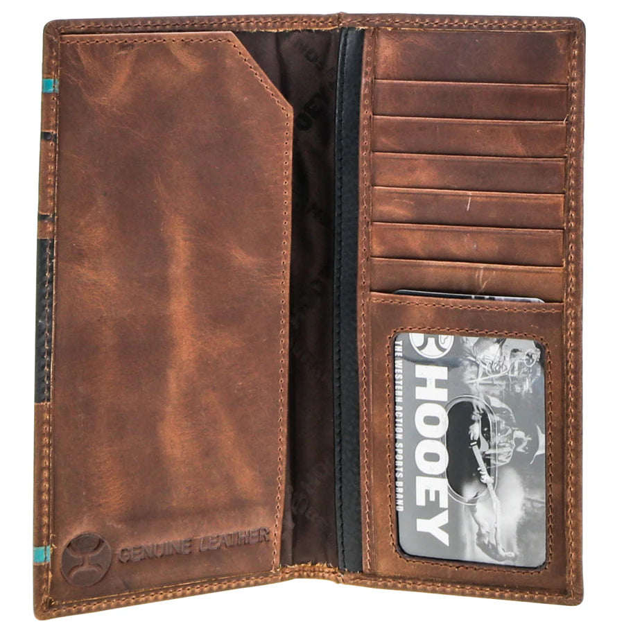 "HOOEY 2.0" BROWN W/BLACK & TURQUOISE RODEO WALLET