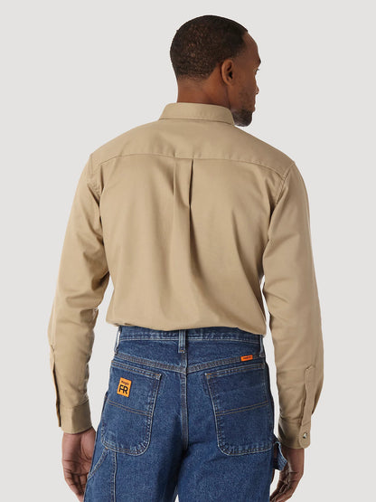 WRANGLER® RIGGS WORKWEAR® FR FLAME RESISTANT WORK SHIRT IN KHAKI