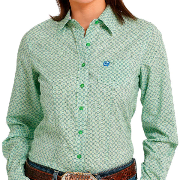 Cinch Women's Arenaflex Button-Down Western Shirt Green