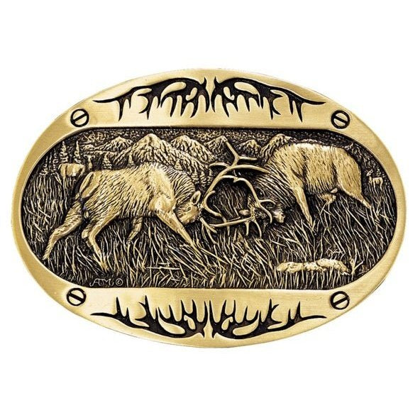 MONTANA SILVERSMITHS ATTITUDE BUCKLES FIGHTING ELK 60800C