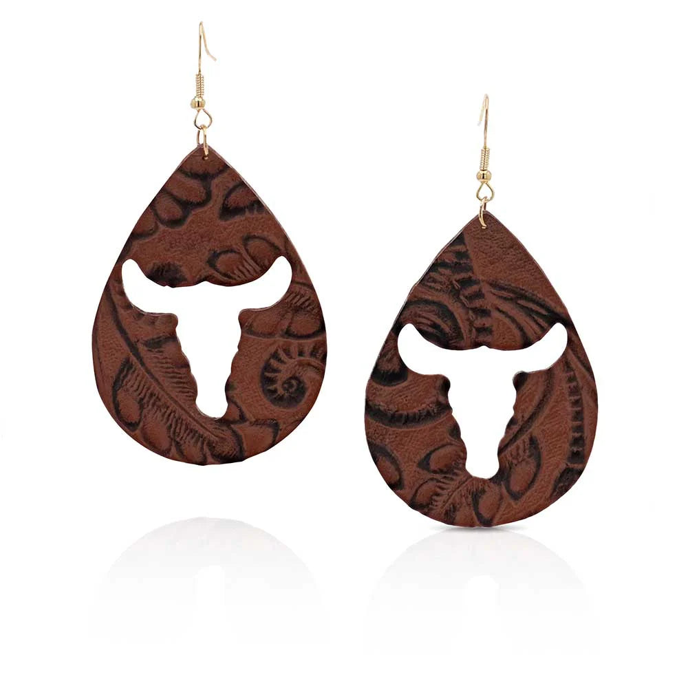 Longhorn Love Leather Attitude Earrings AER5409