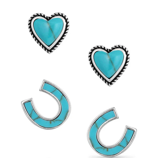 Turquoise Heart & Horseshoe Earring Set ER5807