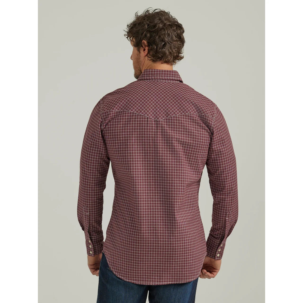 WRANGLER MEN'S FLAME RESISTANT LONG SLEEVE SNAP WORK SHIRT - BURGUNDY