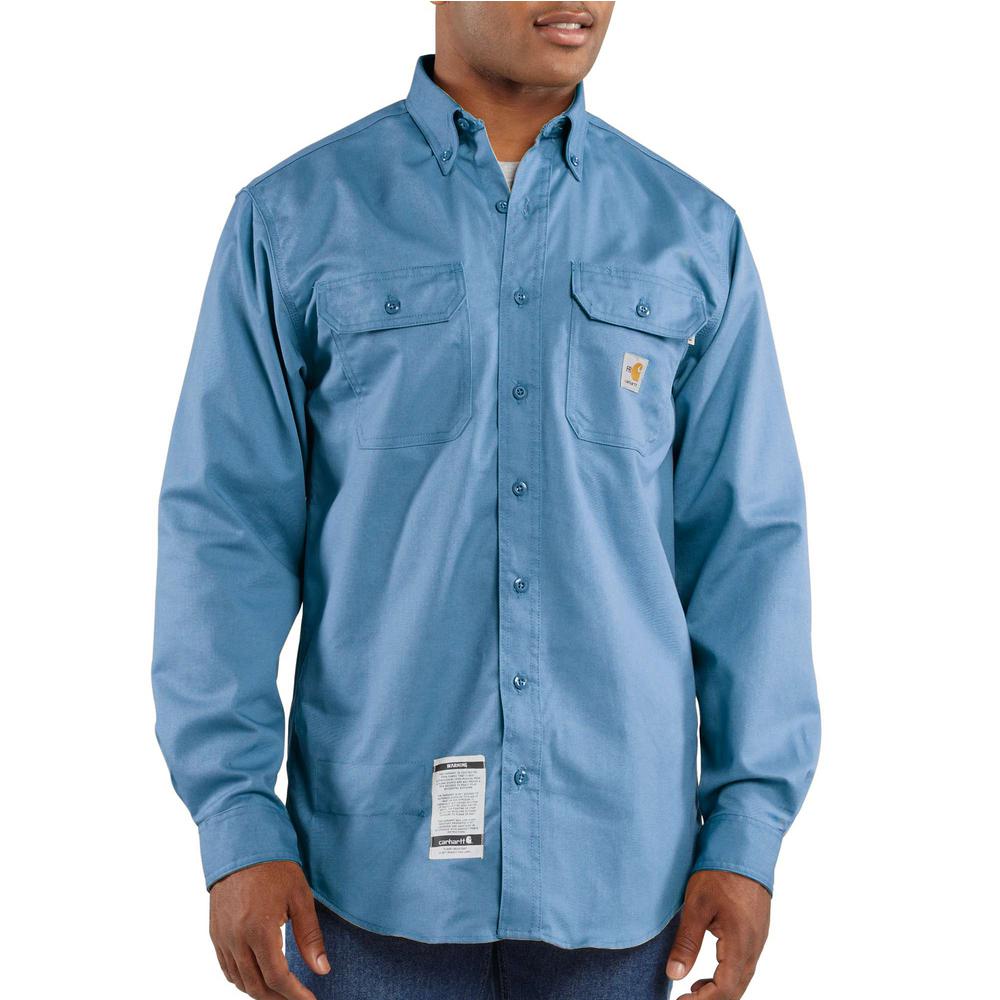 Carhartt Shirts: Men's FR Blue FRS160 MBL Twill Work Shirt
