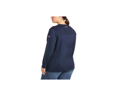 ARIAT 10022698 WOMENS FR AC CREW LONG SLEEVE T-SHIRT NAVY