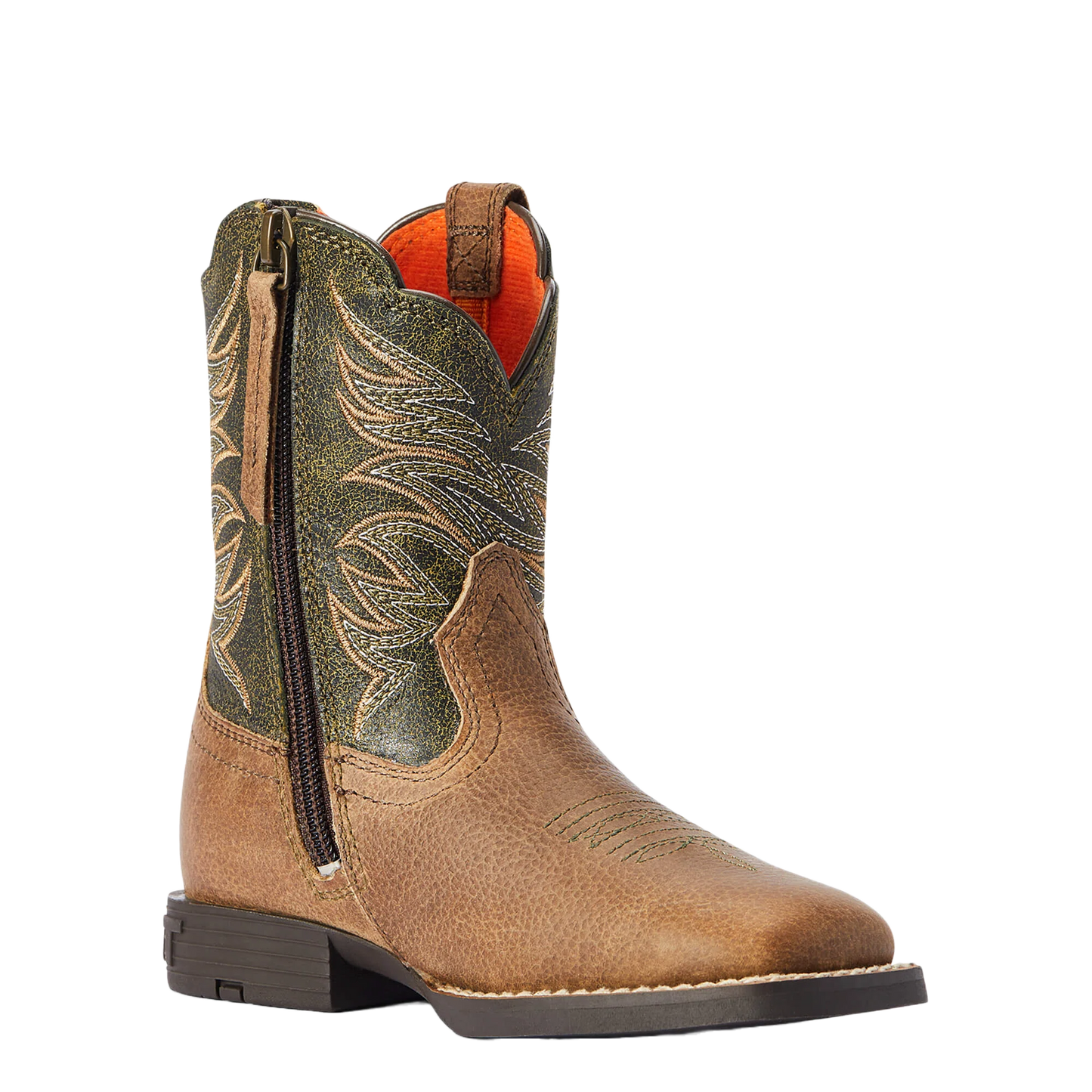 10042416 Ariat Toddler Firecatcher Easy Fit wi/Zippers Western Cowboy Boots - Distressed Brown / Alfalfa