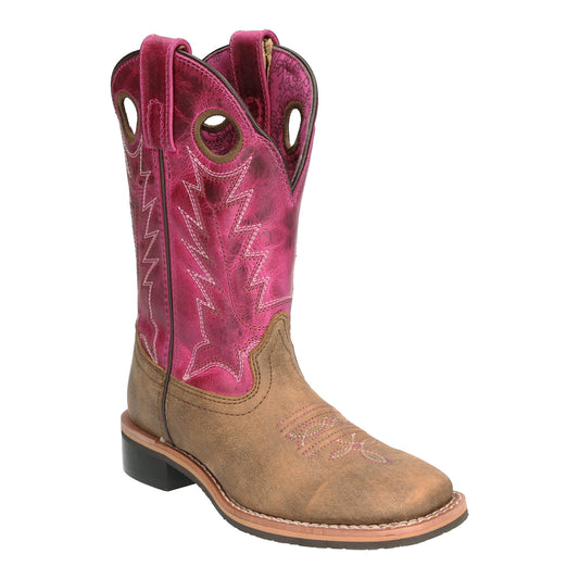Prairie Brown Distress/ Pink Distress Boulet Kids Western Boots