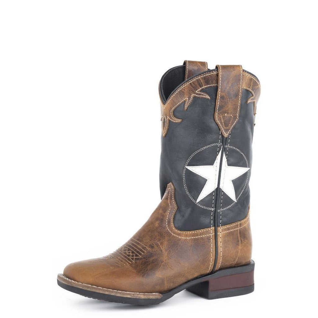 Roper Western Boots Boys Monterey Star Overlay Tan