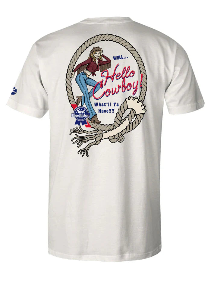 HOOEY "PABST BLUE RIBBON" CREAM W/"HELLO COWBOY" T-SHIRT