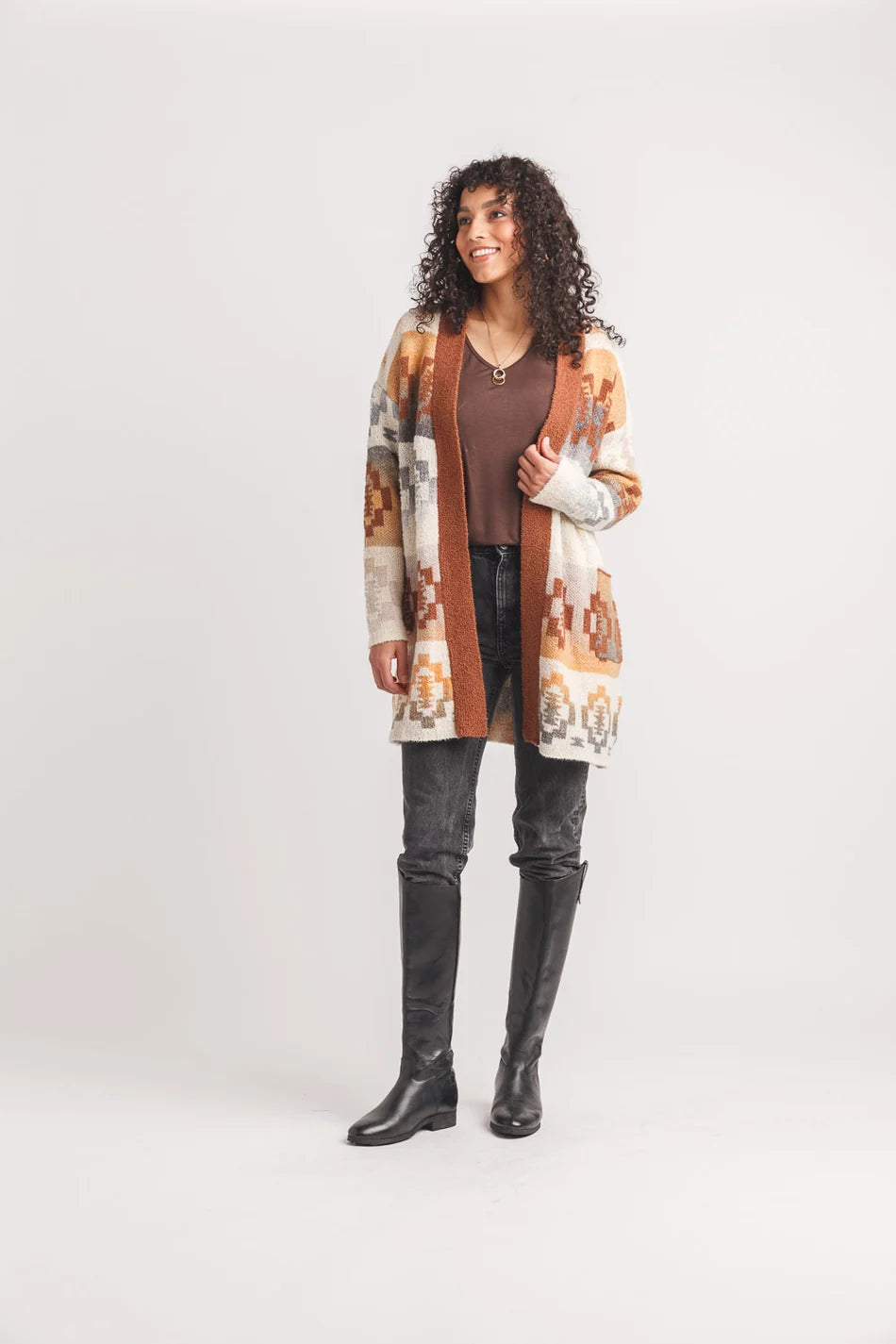 Papillon JT-21706/Brown - Global Knit Boucle Coatagin