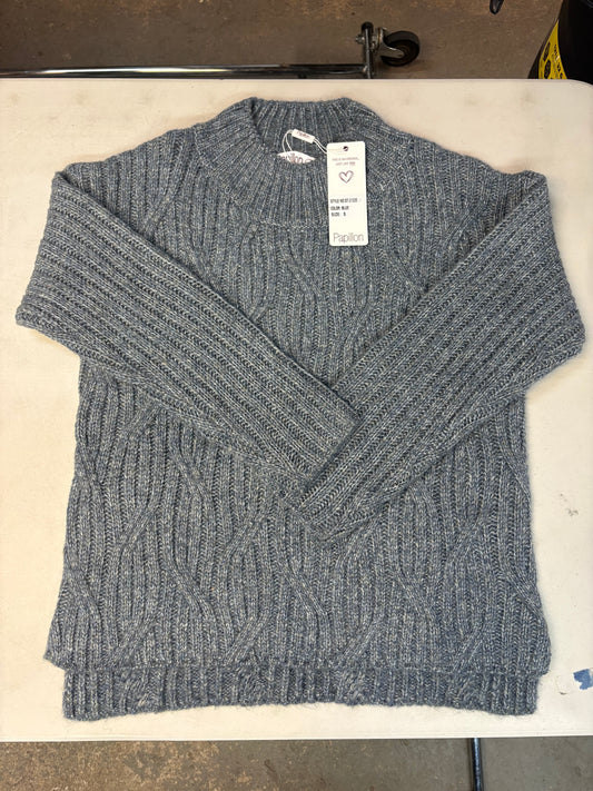 Papillon ST-21225/Blue - Cable Knit Drop Shoulder Sweater