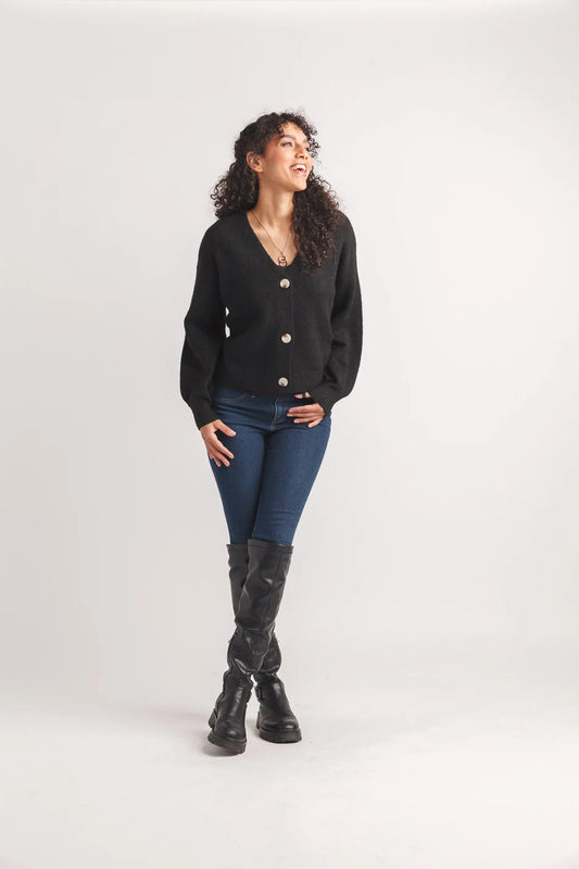 Papillon ST-21264/Black - Knit Balloon Sleeve Sweater