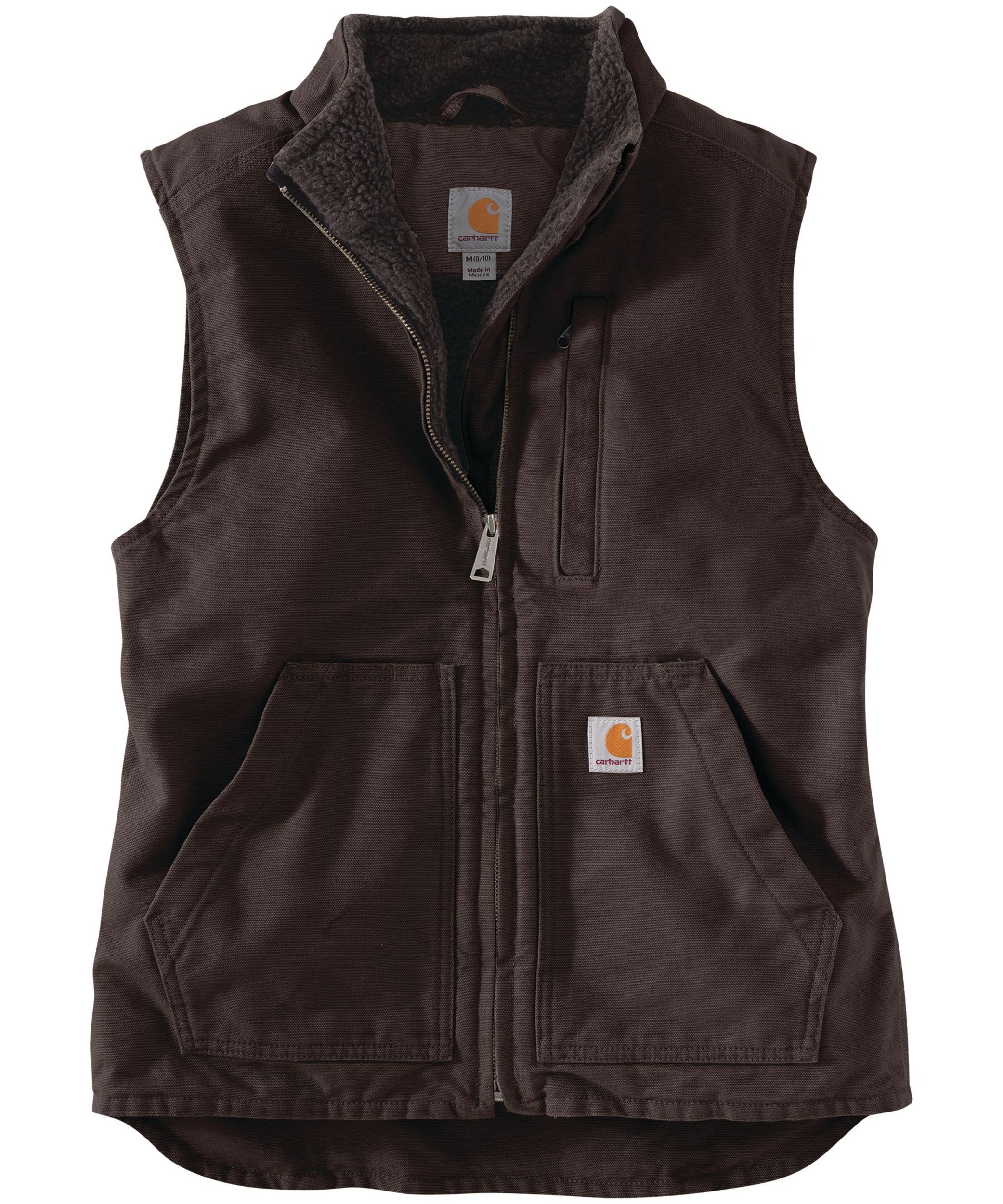 Carhartt Women s Cotton Duck Sherpa Lined Mockneck Vest Dark Brown Toms Boot Western Wear