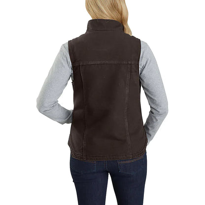 Carhartt Women's Cotton Duck Sherpa Lined Mockneck Vest - Dark Brown