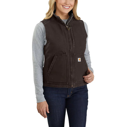 Carhartt Women's Cotton Duck Sherpa Lined Mockneck Vest - Dark Brown