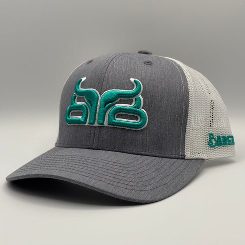 Baredown Hat - Grey and Turquoise