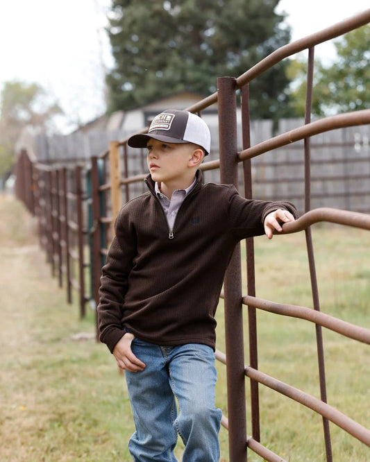 Cinch MWK7980004 - Boy's 1/4 Zip Brown
