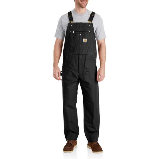 NWT - CARHARTT Men's 'DUCK BIB R01-M' Black OVERALLS popular - 32 X 30