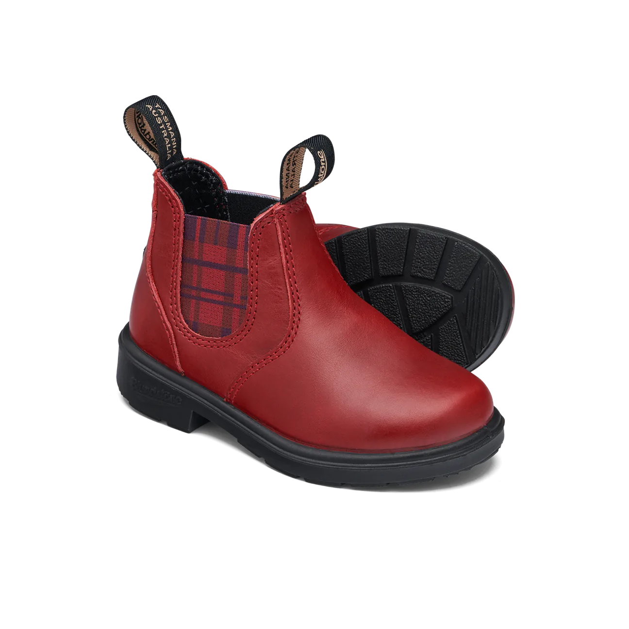 Blundstone #2192 - Kids Red with Burgundy Tartan Elastic