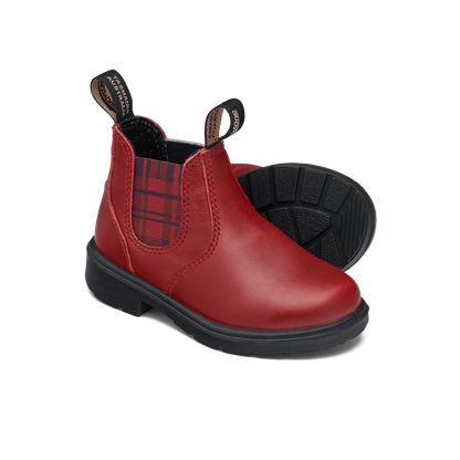 Blundstone #2192 - Kids Red with Burgundy Tartan Elastic