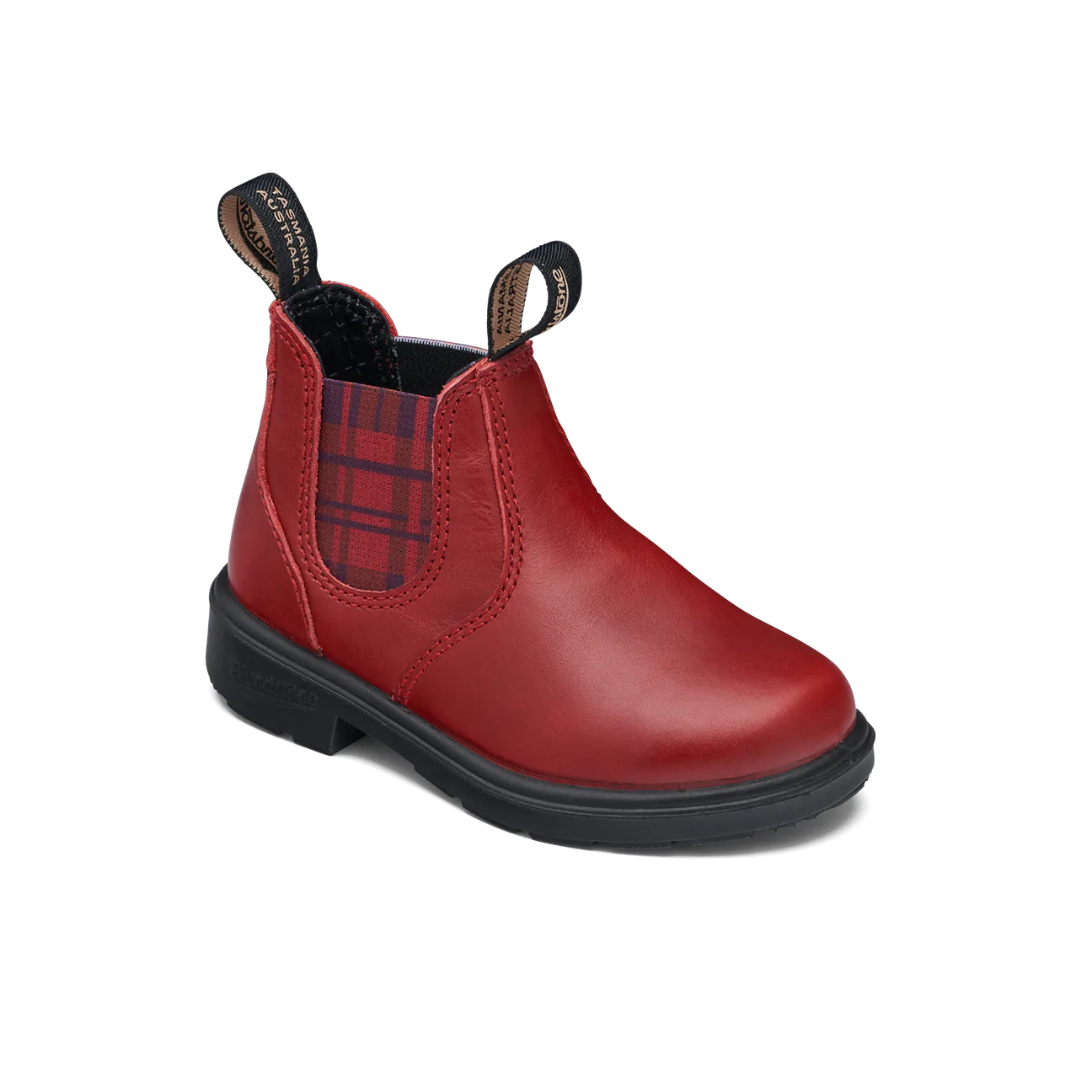 Blundstone #2192 - Kids Red with Burgundy Tartan Elastic