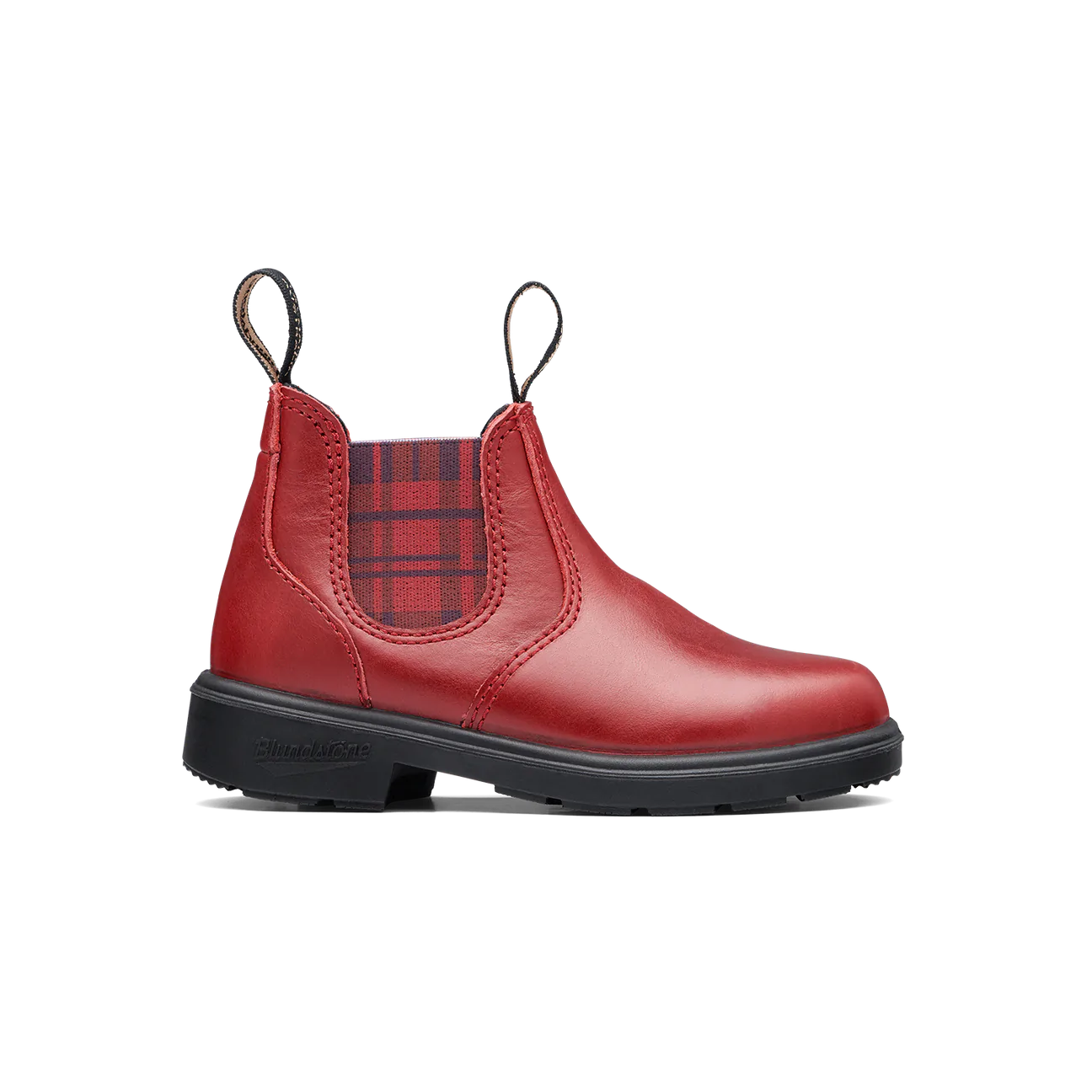 Blundstone #2192 - Kids Red with Burgundy Tartan Elastic